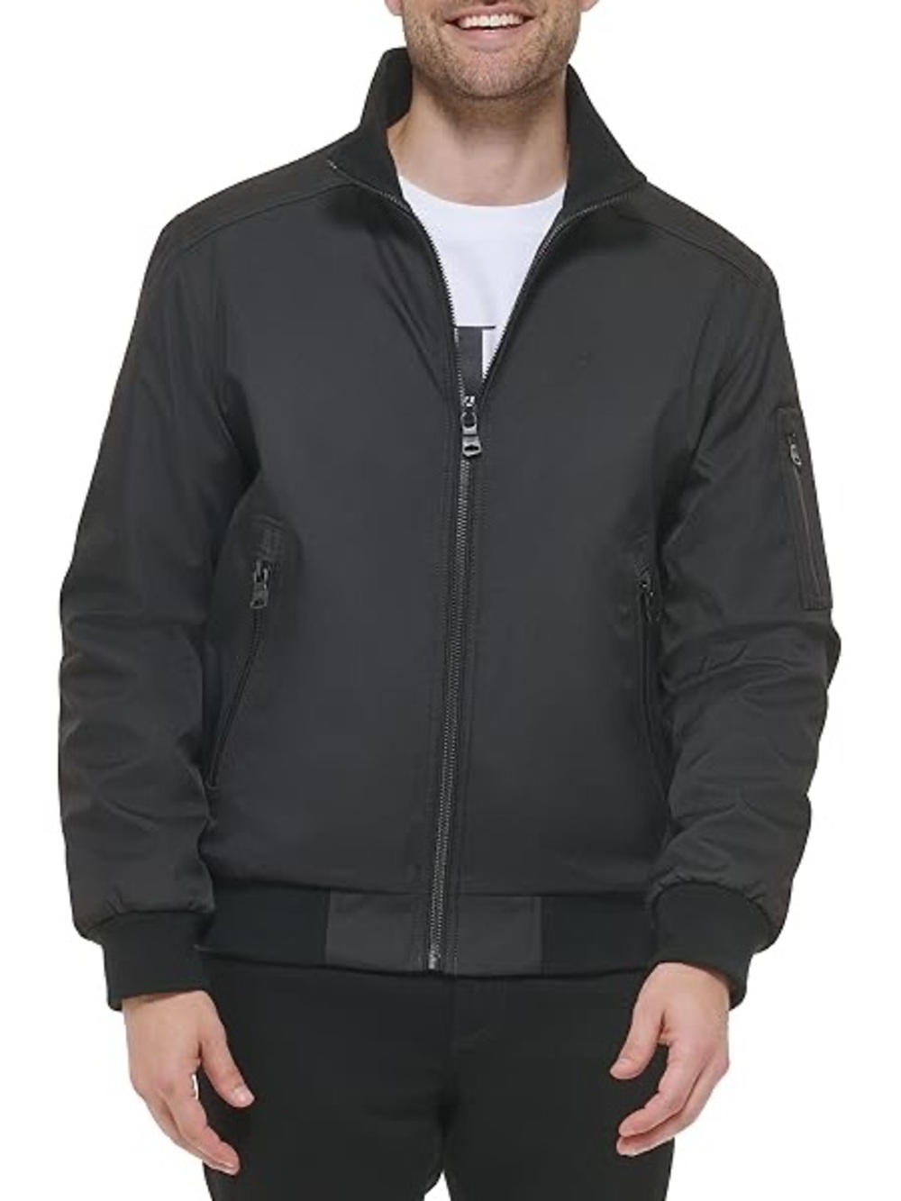 Calvin Klein Men's Black Zip-Up Bomber Jacket